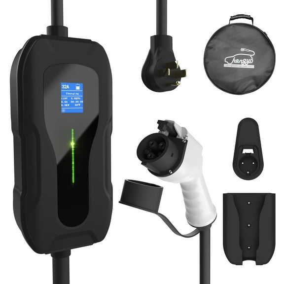 Hongyi EV Charger Level 1 for Electric Vehicle 125V, 12ft+5ft t, 32A, Fast Charging for SAE J1772 Chargers with NEMA 5-15 Plug
