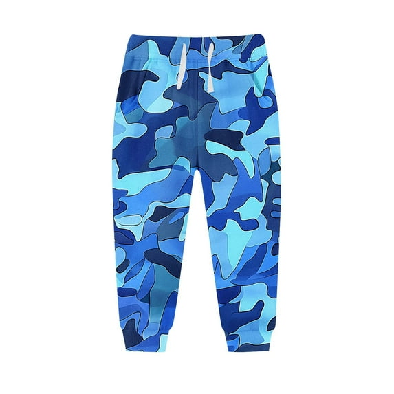 Honhmin Boys Sweatpants, Camouflage Drawstring Elastic Waist Casual Thermal Pants Blue Size 12-13 T