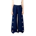 thumbnail image 1 of Honhmin Denim Pants for Girls, Loose Fit Wide-leg Elastic Waist Casual Straight Leg Pants Blue Size 12-13 T, 1 of 8