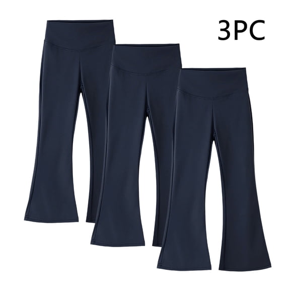 Honhmin Leggings for Girls, Elastic Waist Running Three Pack High Waisted Fall Pants Gray Size 3-4 T