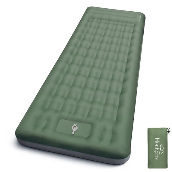 Honhorrs Camping Sleeping Pad, 6" Extra Thick Sleeping Mat with Pillow Built-in Foot Pump, 32.68" Extra Wide Inflatable Sleeping Pads Compact for Camping Backpacking Hiking Traveling Tent (Green)