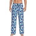 thumbnail image 1 of Honiee Blue Butterflies for men - a sleek fusion of Straight Pajama Pants, versatile Lounge Pants, and cozy Sleepwear, all rolled into one-Large, 1 of 6