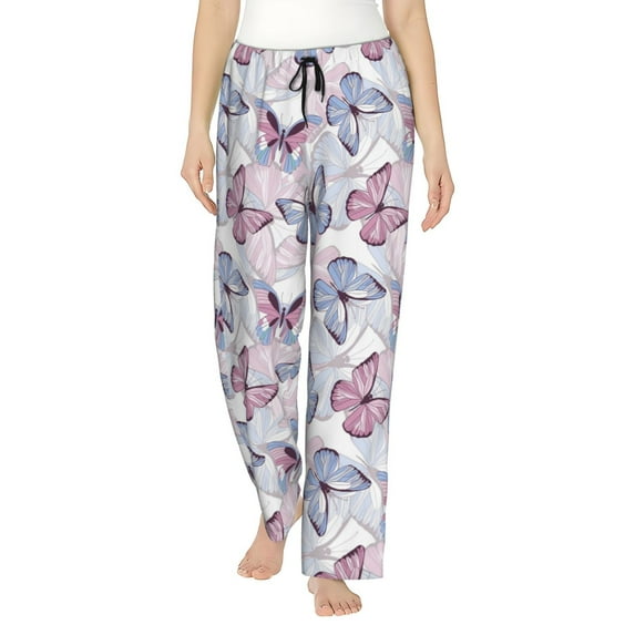 Honiee Butterflies in Pastel for elegant Women's Lounge Pants and Pajama Pants, crafted for ultimate comfort in your sleepwear essentials-X-Large