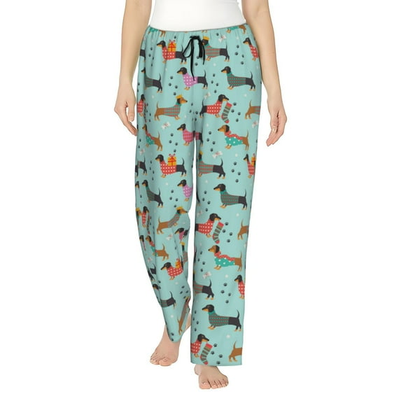 Honiee Christmas Dachshund for elegant Women's Lounge Pants and Pajama Pants, crafted for ultimate comfort in your sleepwear essentials-Medium