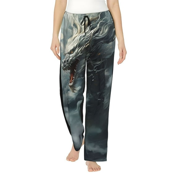 Honiee Cloud White Dragon for elegant Women's Lounge Pants and Pajama Pants, crafted for ultimate comfort in your sleepwear essentials-X-Large