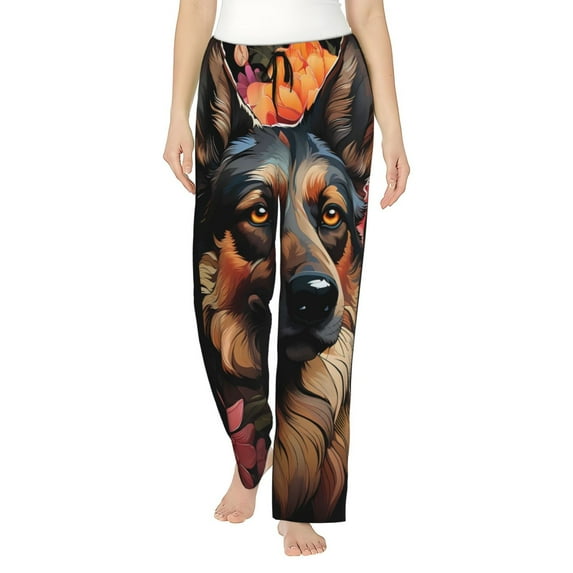 Honiee Colorful Flower German Shepherd for elegant Women's Lounge Pants and Pajama Pants, crafted for ultimate comfort in your sleepwear essentials-X-Large