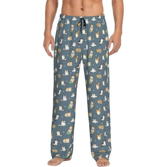 Honiee Cute Cats And Dogs for men - a sleek fusion of Straight Pajama Pants, versatile Lounge Pants, and cozy Sleepwear, all rolled into one-Small