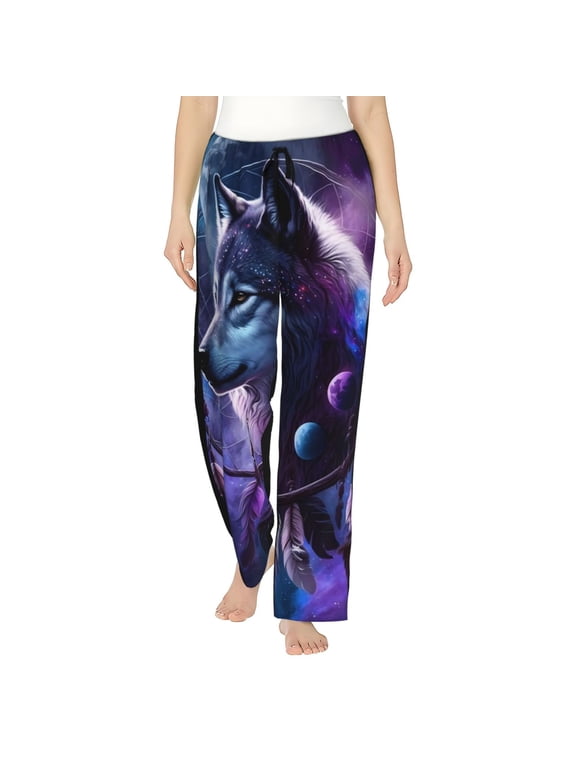 Feathered Wolf for elegant Women's Lounge Pants and Pajama Pants, crafted for ultimate comfort in your sleepwear essentials-Large