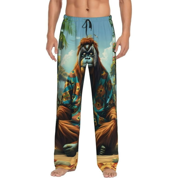 Honiee Forest Meditating Gorilla for men - a sleek fusion of Straight Pajama Pants, versatile Lounge Pants, and cozy Sleepwear, all rolled into one-Small