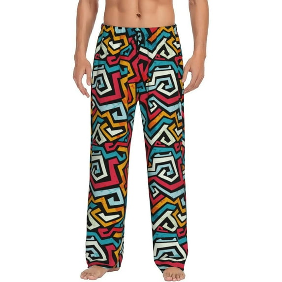 Honiee Geometry for men - a sleek fusion of Straight Pajama Pants, versatile Lounge Pants, and cozy Sleepwear, all rolled into one-Medium