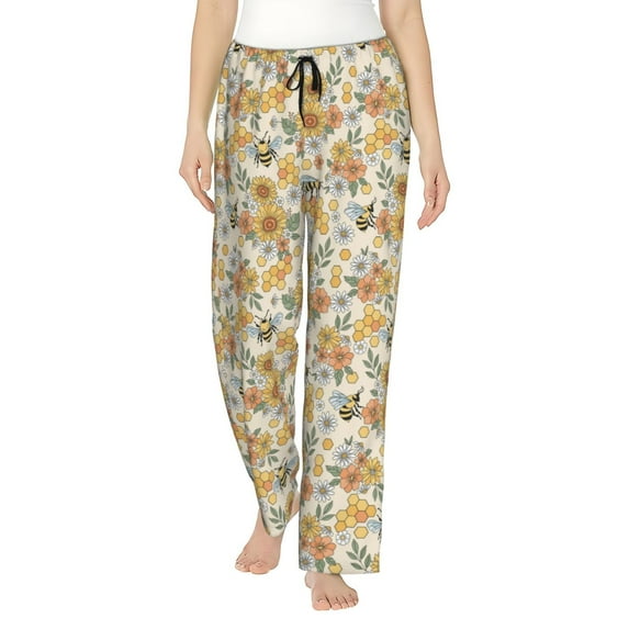 Honiee Hippie Bee Honeycomb for elegant Women's Lounge Pants and Pajama Pants, crafted for ultimate comfort in your sleepwear essentials-Large