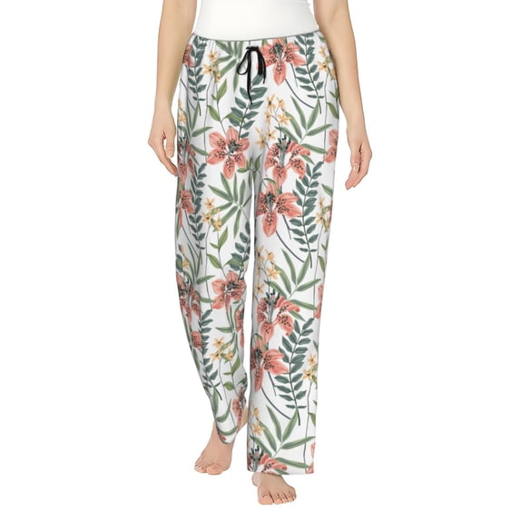 Honiee Lilies Flowers for elegant Women's Lounge Pants and Pajama Pants, crafted for ultimate comfort in your sleepwear essentials-Small