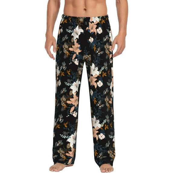 Honiee Lilies Flowers for men - a sleek fusion of Straight Pajama Pants, versatile Lounge Pants, and cozy Sleepwear, all rolled into one-Small