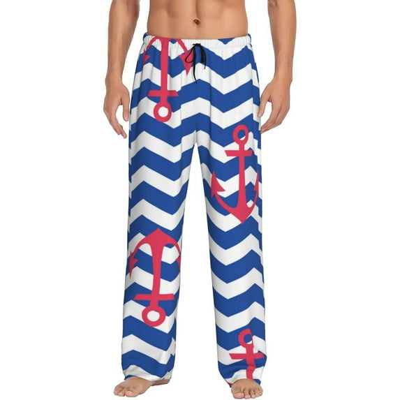 Honiee Nautical Anchors for men - a sleek fusion of Straight Pajama Pants, versatile Lounge Pants, and cozy Sleepwear, all rolled into one-Large
