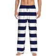 thumbnail image 1 of Honiee Navy Blue And White Stripes for men - a sleek fusion of Straight Pajama Pants, versatile Lounge Pants, and cozy Sleepwear, all rolled into one-Small, 1 of 6