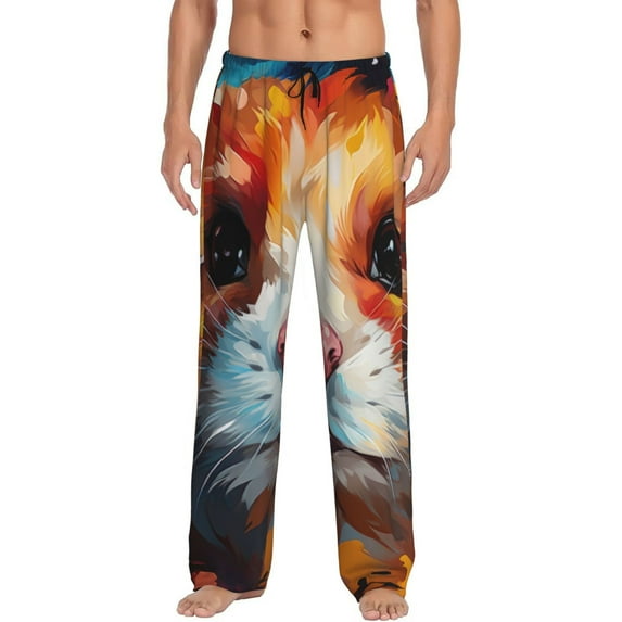 Honiee Oil Painting Colorful Hamster for men - a sleek fusion of Straight Pajama Pants, versatile Lounge Pants, and cozy Sleepwear, all rolled into one-Large