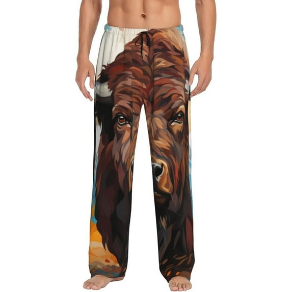 Honiee Oil Painting Style Iceberg Yak for men - a sleek fusion of Straight Pajama Pants, versatile Lounge Pants, and cozy Sleepwear, all rolled into one-Large