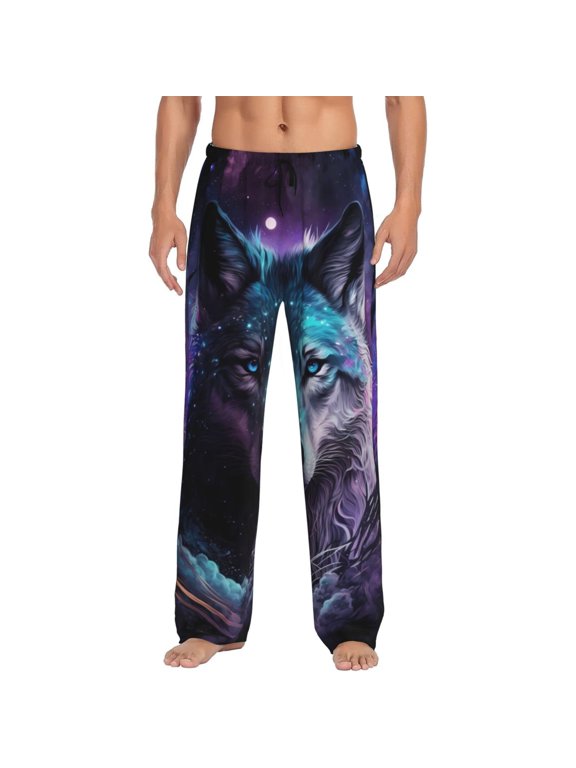 Purple Sky Wolf for men - a sleek fusion of Straight Pajama Pants, versatile Lounge Pants, and cozy Sleepwear, all rolled into one-Small
