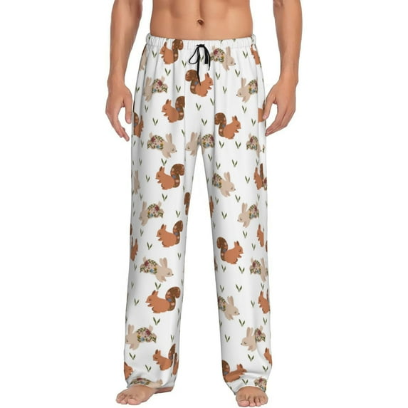 Honiee Rabbit And Squirrel for men - a sleek fusion of Straight Pajama Pants, versatile Lounge Pants, and cozy Sleepwear, all rolled into one-Large