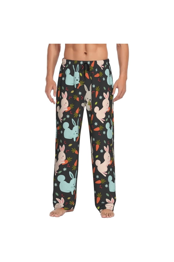 Rabbit Is Eating Carrots for men - a sleek fusion of Straight Pajama Pants, versatile Lounge Pants, and cozy Sleepwear, all rolled into one-Large