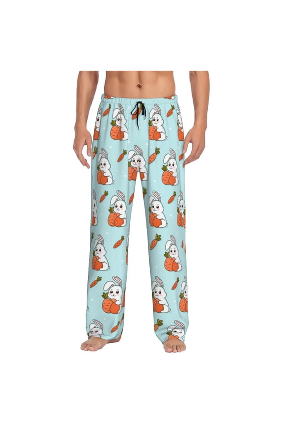 Rabbit Is Eating Carrots for men - a sleek fusion of Straight Pajama Pants, versatile Lounge Pants, and cozy Sleepwear, all rolled into one-