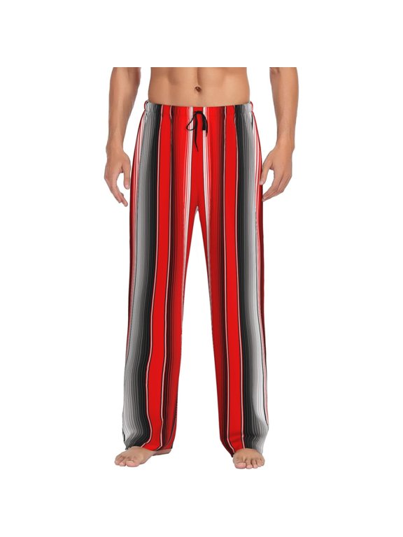 Red Black and White Serape Blanket Stripes for men - a sleek fusion of Straight Pajama Pants, versatile Lounge Pants, and cozy Sleepwear, all rolled into one-Medium