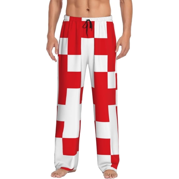 Honiee Red Cross 1 for men - a sleek fusion of Straight Pajama Pants, versatile Lounge Pants, and cozy Sleepwear, all rolled into one-Large