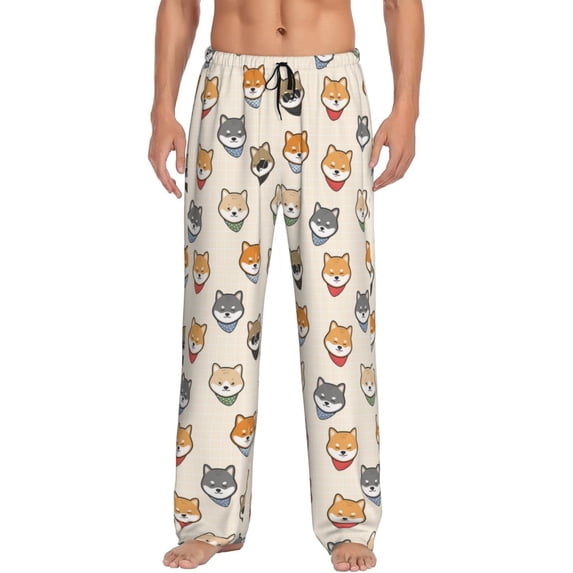 Honiee Shiba Head Face for men - a sleek fusion of Straight Pajama Pants, versatile Lounge Pants, and cozy Sleepwear, all rolled into one-Medium