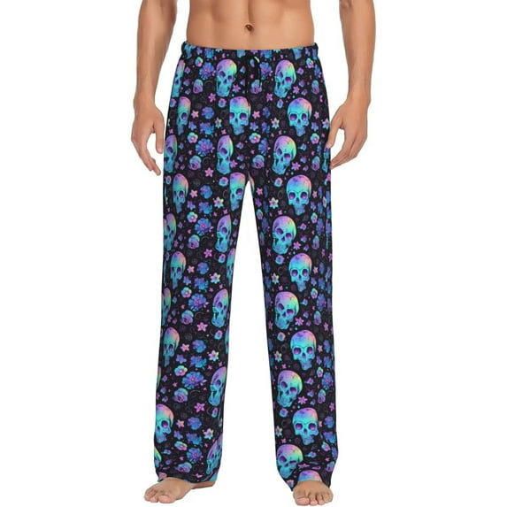 Honiee Skull Flower Blue for men - a sleek fusion of Straight Pajama Pants, versatile Lounge Pants, and cozy Sleepwear, all rolled into one-