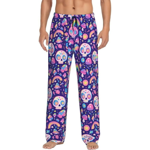 Honiee Skull mushroom rainbow for men - a sleek fusion of Straight Pajama Pants, versatile Lounge Pants, and cozy Sleepwear, all rolled into one-Small
