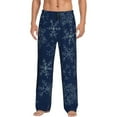 thumbnail image 1 of Honiee Snowflake Dark Blue for men - a sleek fusion of Straight Pajama Pants, versatile Lounge Pants, and cozy Sleepwear, all rolled into one-Small, 1 of 6