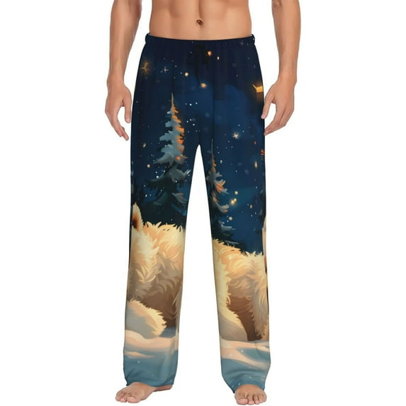 Honiee Starry Sky Sleep White Bear for men - a sleek fusion of Straight Pajama Pants, versatile Lounge Pants, and cozy Sleepwear, all rolled into one-X-Large