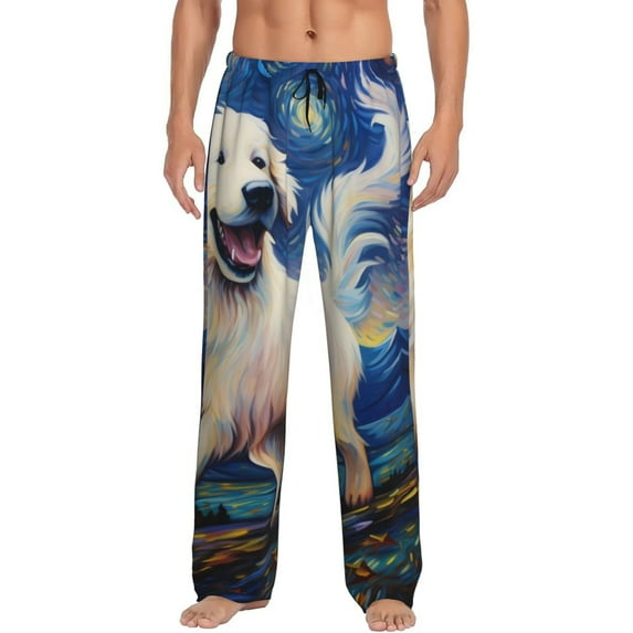 Honiee Vintage Starry Sky Puppy for men - a sleek fusion of Straight Pajama Pants, versatile Lounge Pants, and cozy Sleepwear, all rolled into one-Large