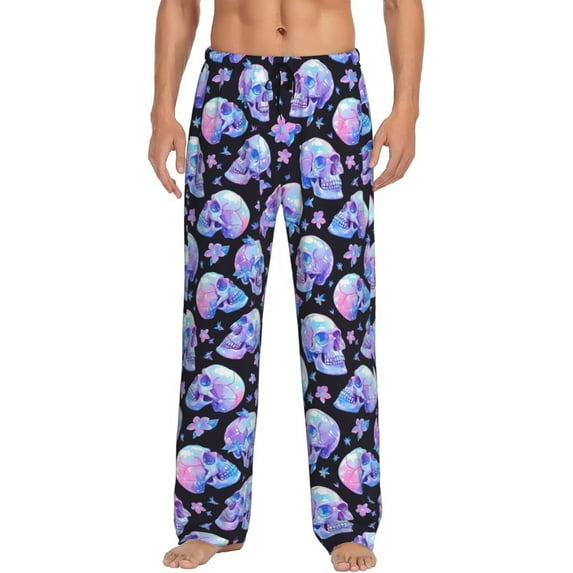Honiee blue Skull flower for men - a sleek fusion of Straight Pajama Pants, versatile Lounge Pants, and cozy Sleepwear, all rolled into one-Medium