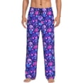 thumbnail image 1 of Honiee blue Skull purple flower1 for men - a sleek fusion of Straight Pajama Pants, versatile Lounge Pants, and cozy Sleepwear, all rolled into one-X-Large, 1 of 6