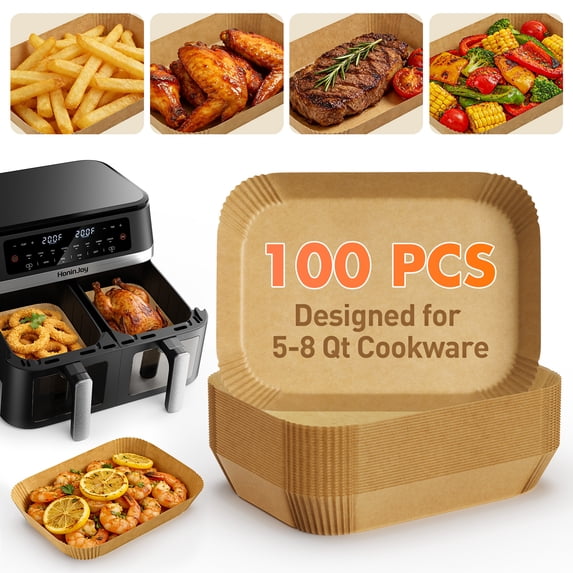 HoninJoy 100 PCS 8 inch air fryer liners, waterproof, non-stick, oil-proof parchment paper