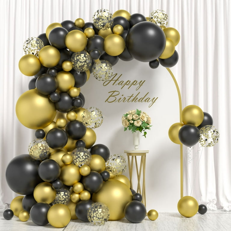 Honinda Black and Gold Balloons Garland Arch Kit - 104Pcs Matte Black Metal  Gold Black Gold Confetti Balloons for Graduation Birthday Wedding  Anniversary & Bachelor Party Supplies 