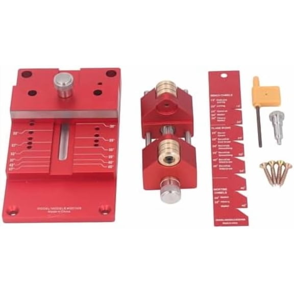 Honing Guide System Chisel Sharpening Kit for Woodworking Chisels and Planes, Aluminum Alloy 15 to 45 Degree Angle Fixture and Gauge for Chisel Sharpening Jig Holder Guide, Red