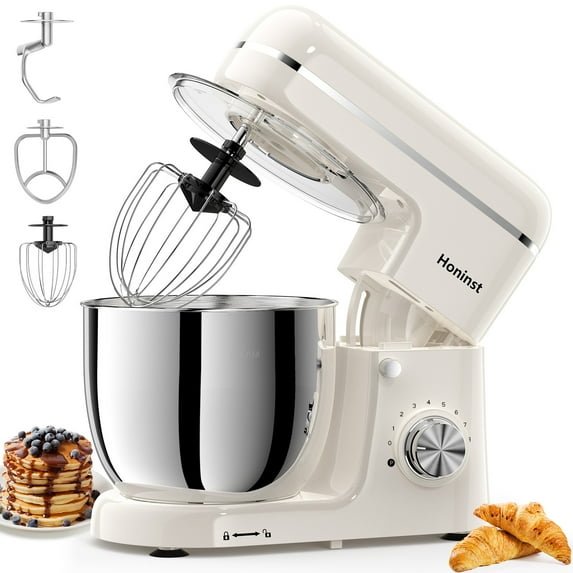Honinst 6-QT Tilt-Head Stand Mixer, 3 in 1 Multi-Functionality 10+P Speeds kitchen Mixer, 660W Electric Food Mixer with Dough Hook, Whisk, and Beater NEW