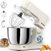 Honinst 6 qt Stand Mixer, Beige with Dough Hook, Whisk, Beater