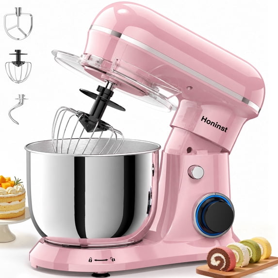 Honinst Stand Mixer, 4 QT 10+P Speeds with Tilt-Head Electric Mixer, 3-In-1 Kitchen Mixer with Dough Hook, Whisk, Beater, Bowl for Baking, Cake and Most Home Cooks