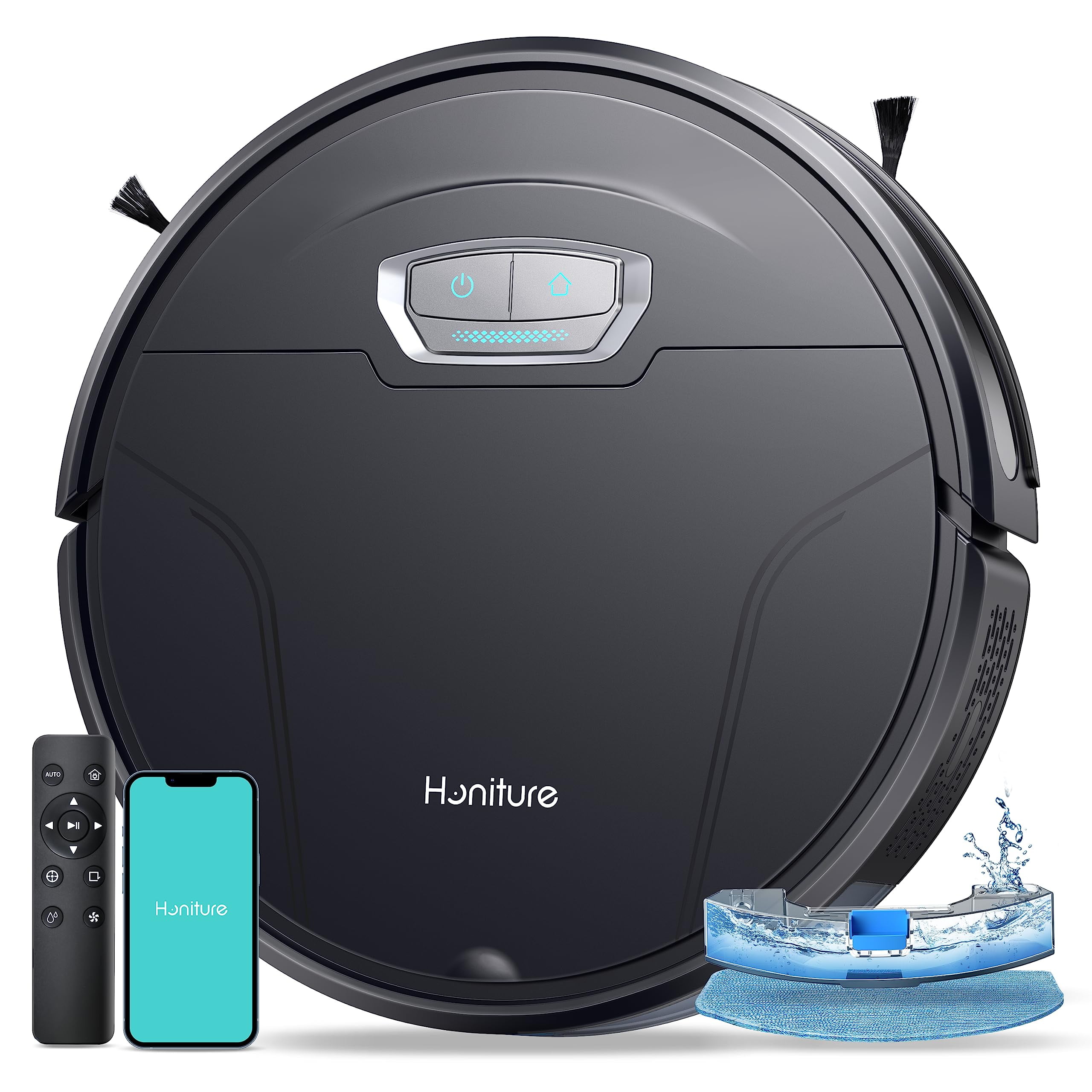 Honiture Robot Vacuum, 4000Pa Smart Robot Vacuum Cleaner and Mop Combo  Compatible with Alexa/Wifi/App, 150min Runtime, for Pet Hair, Hard Floors,  Carpet, Blanket 