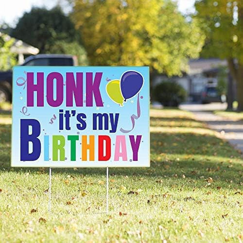 Honk It’s My Birthday Blue Yard Sign – 23in x 17in Weather Resistant ...