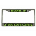 thumbnail image 1 of Honk if You Love Cats Lovers Style Heavy Duty Metal License Plate Frame Personalise/Car Accessories Car Tag Holder Cover Carbon (Ch/Carbon/Lime Green), 1 of 6