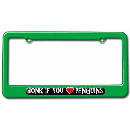 Honk if You Love Penguins License Plate Tag Frame, Multiple Colors