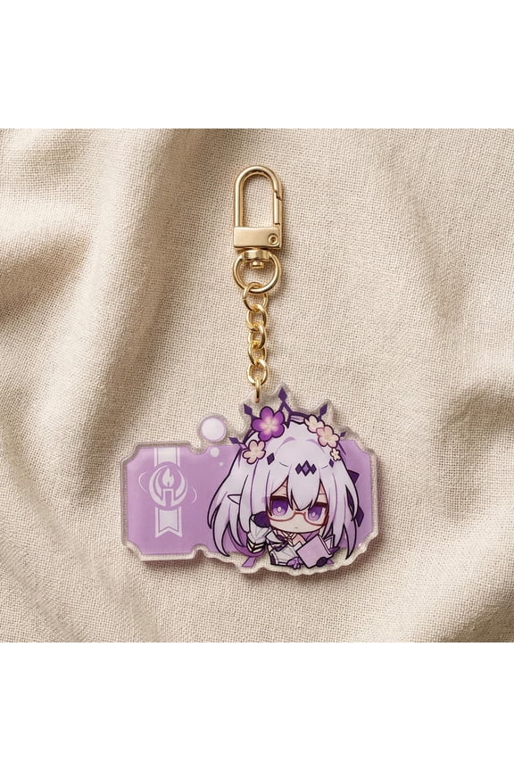 Honkai Star Rail Castorice Chibi Acrylic Keychain, Pom-Pom Gallery Charm (1 keychain)