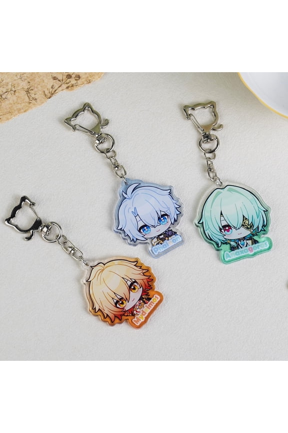 Honkai Star Rail Chibi Acrylic Keychain, Sunday Phainon Mydei Cute Key Chain Charm, HSR Anime Fan Merch, Gift for HSR Fans, random 1 pack
