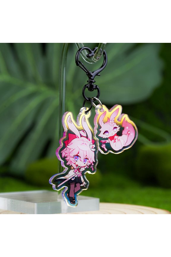 Honkai: Star Rail Evanescia 6cm Iridescent Acrylic Keychain | Double-Charm Chibi Bag Accessory