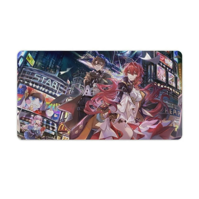 Honkai Star Rail Gaming Mouse Mat Large Mouse Mat Extended Mouse Pad Desk Mat Non-Slip Rubber Mice Pads Stitched Edges for Computer, Office, Keyboard And Laptop