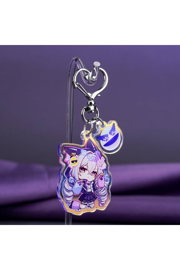 Honkai Star Rail Silver Wolf Double Chain Holographic Acrylic Keychain | Cute Chibi HSR Anime Game Merch Charm